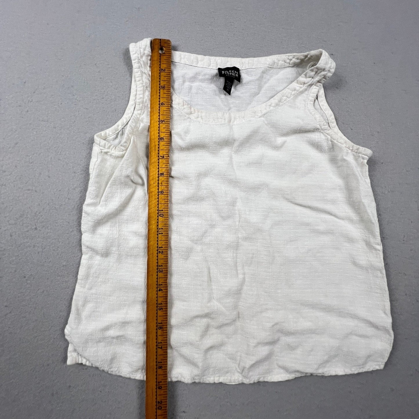 Eileen Fisher Tank Top Womens PS White Linen Blend Sleeveless Slub Shell
