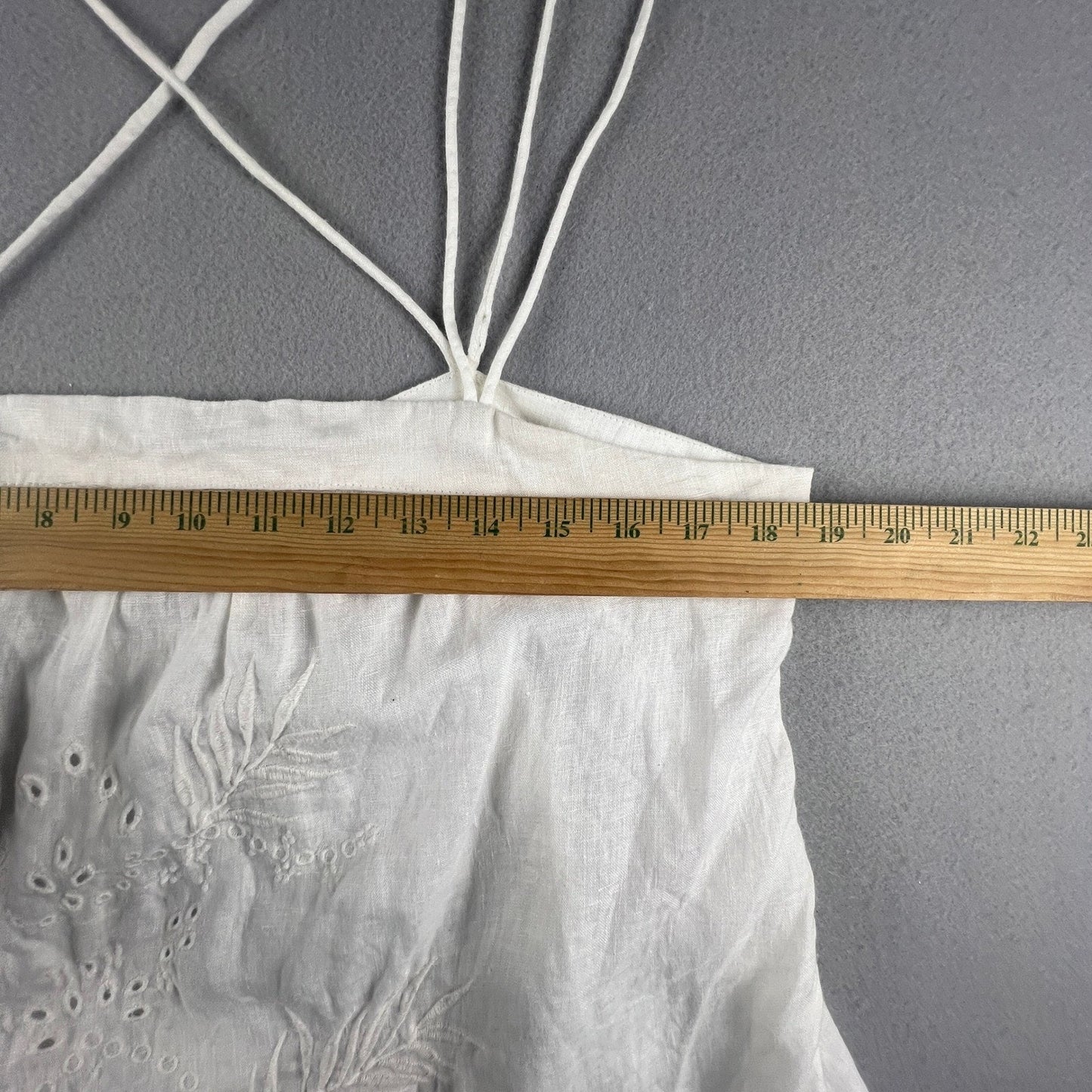 100% Linen White Camisole Top 12 Eyelet Embroidered Strappy Boho Summer GAP