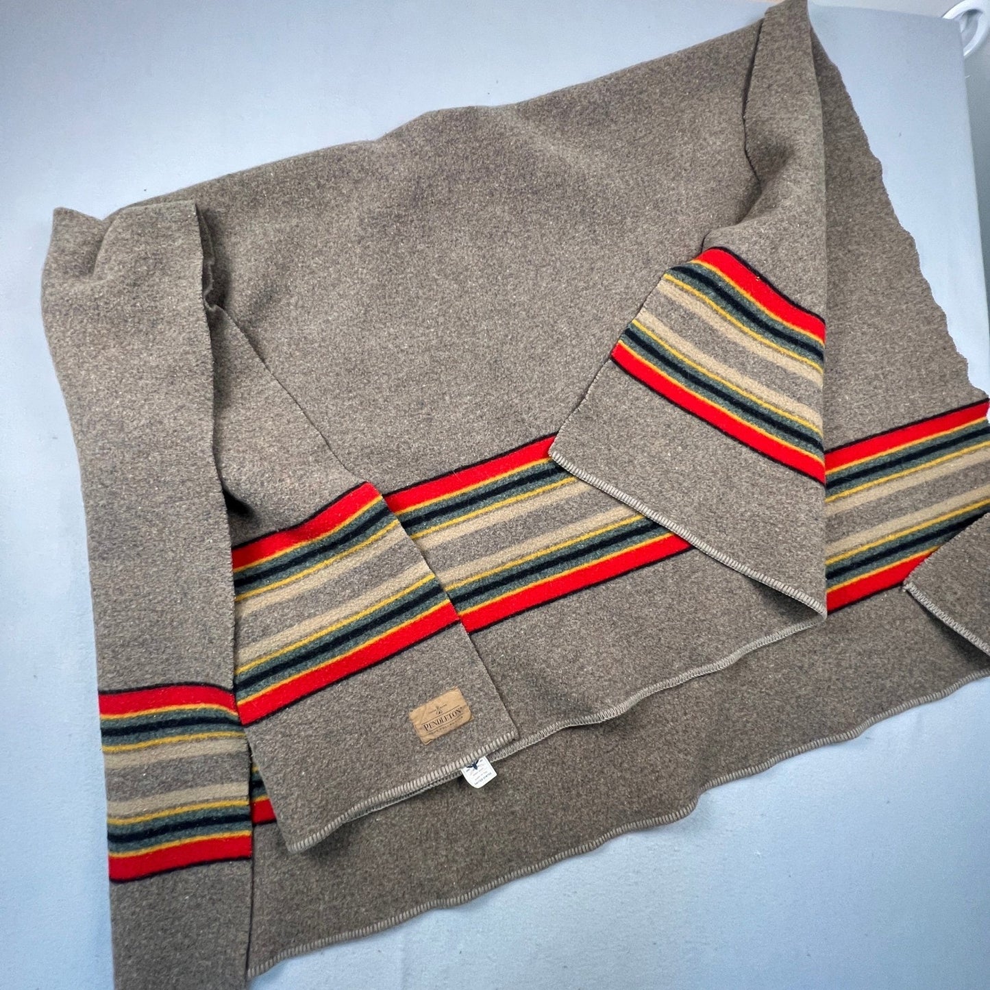 VTG Pendleton Home Collection Wool Yakima Camp Blanket Mineral Umber Stripe