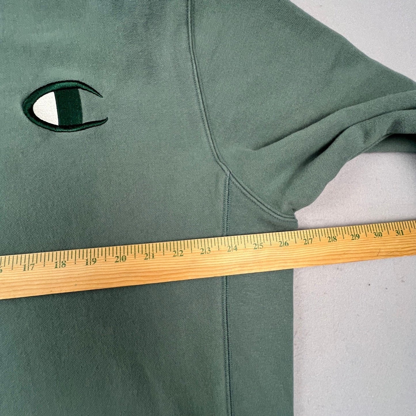 Champion Sweatshirt Men XXL Green Reverse Weave Big Logo Crewneck Pullover Sport