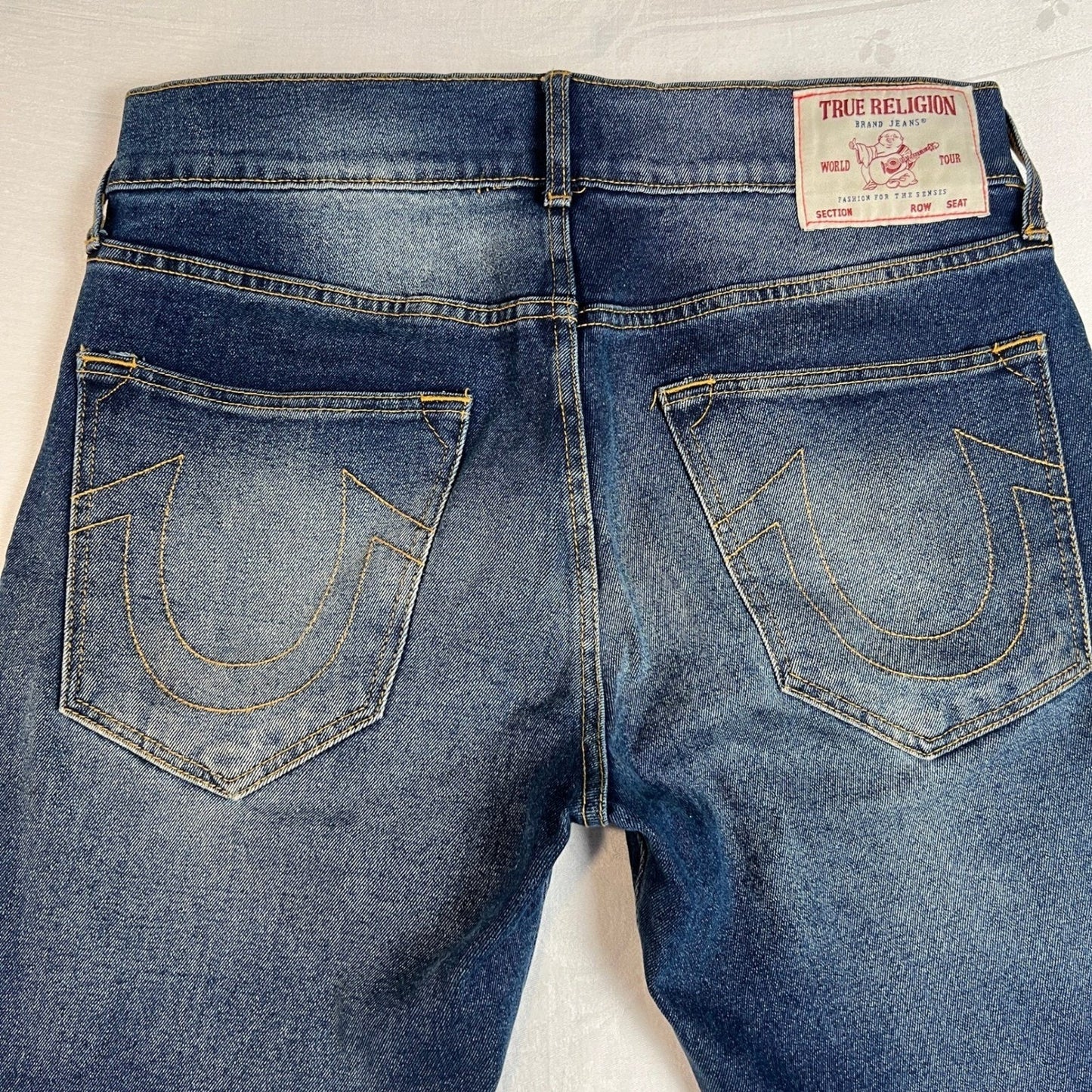 True Religion Geno Jeans Mens 32W Relaxed Slim Blue Wash Denim Y2K Punk