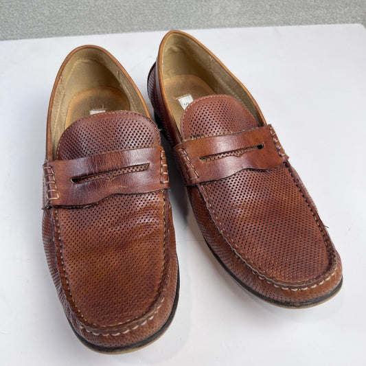 Steve Madden Leather Dress Shoes Men's Size 10 Casual Loafers Perforated Slip-on