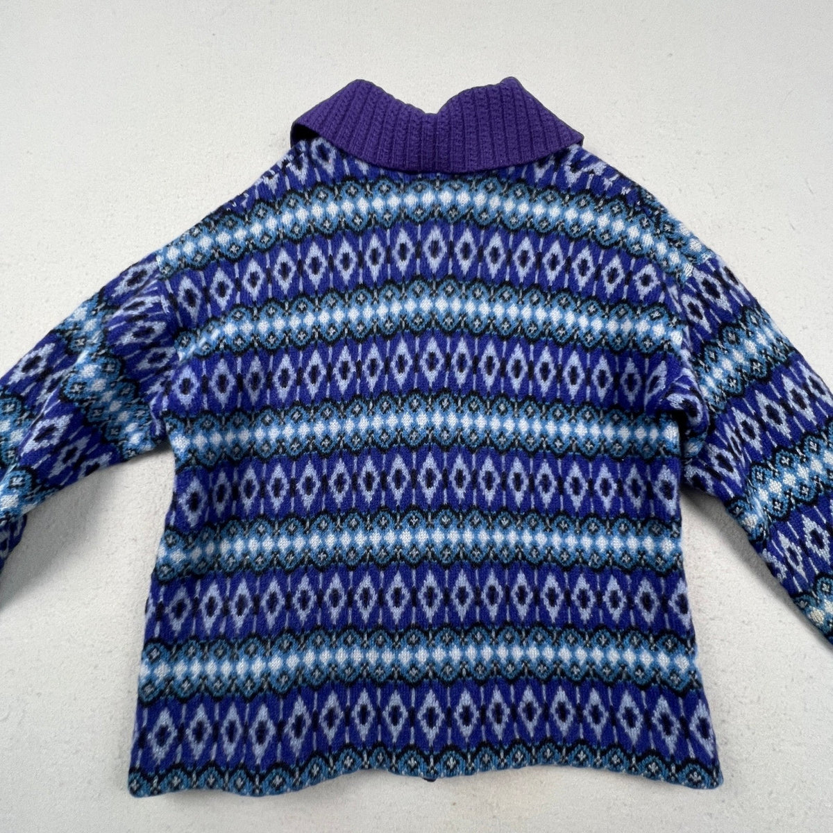 Vintage Iceland Jersey Modeller Cardigan Women 44 Fair Isle Knit Sweden Scando