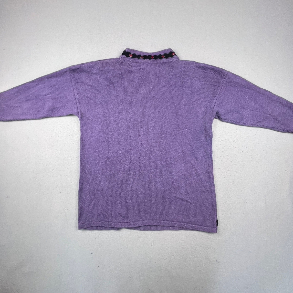Maggie Lawrence Sweater Womens 22/24 Purple Floral Rose Embroidered Mock Neck