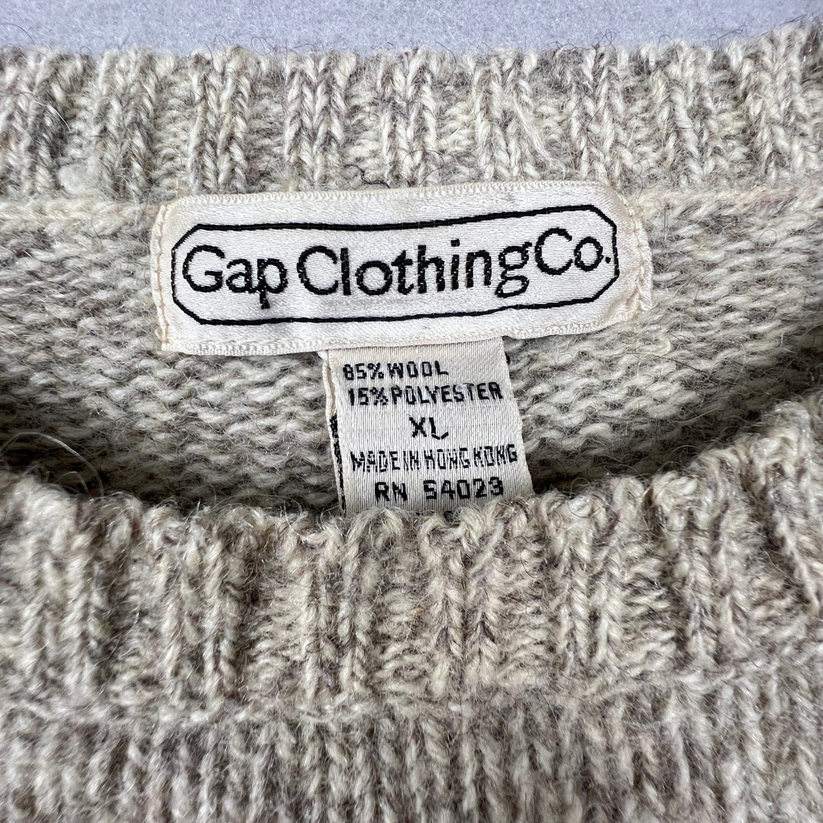 Gap Argyle Sweater Mens XL Beige Wool Blend Vintage Crewneck Preppy Knit