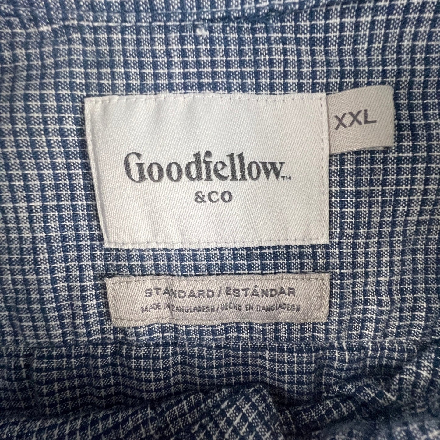 Linen Blend Button Down Shirt Mens XXL Blue Grid Rich Casual Classic