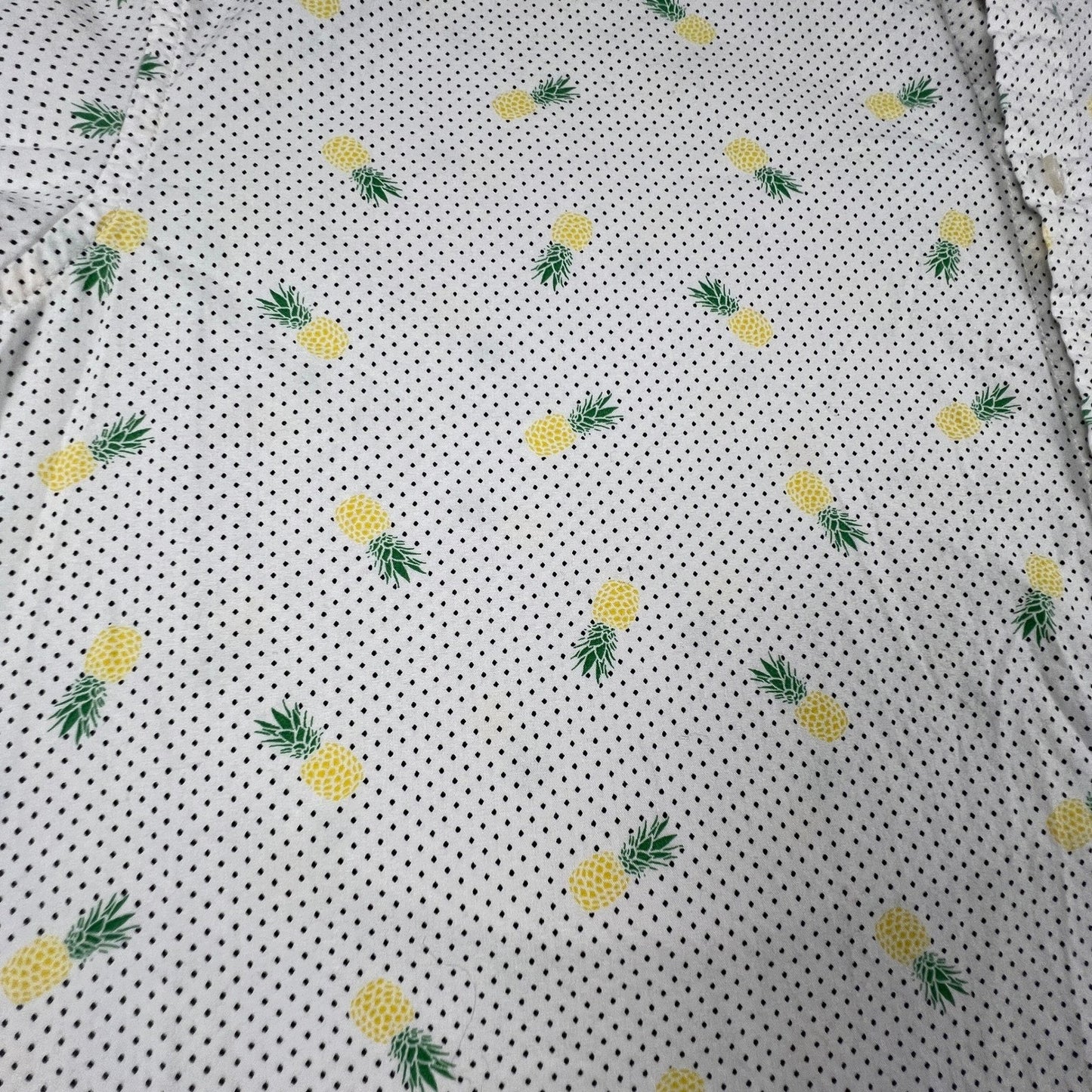 Tropical Button Down Shirt Mens 3XL Tall Pineapple Polka Dot Casual Apt. 9