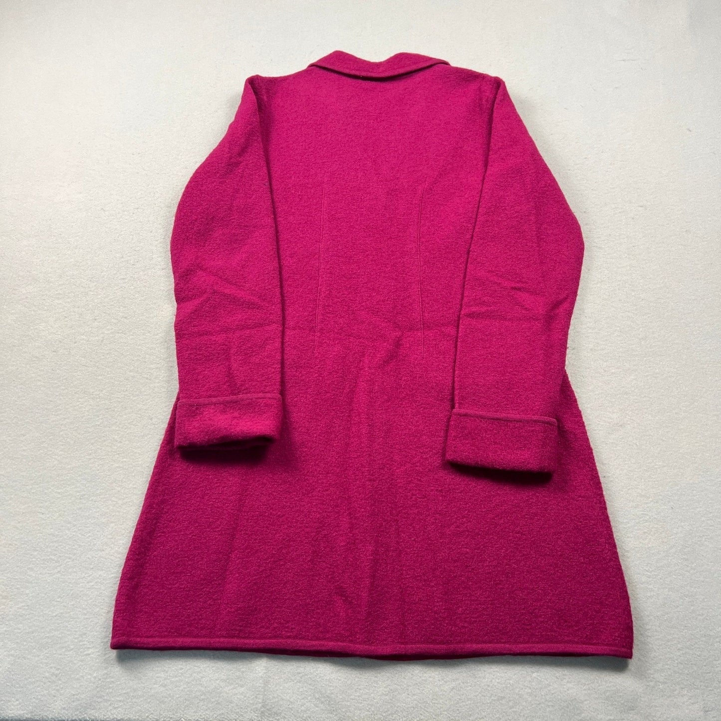 VTG 90s Moda International Wool Cardigan Coat M Pink Longline Boiled Sweater