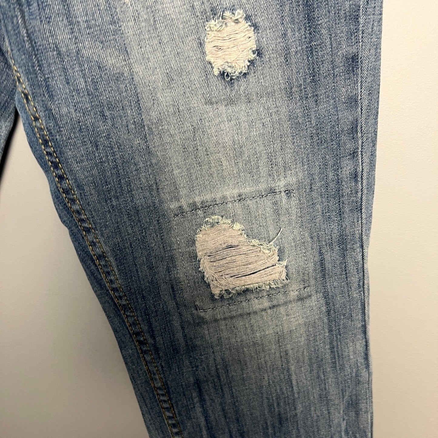 Brooklyn Cloth Jeans Mens 38x30 Light Wash Distressed Slim Fit Denim Punk Emo