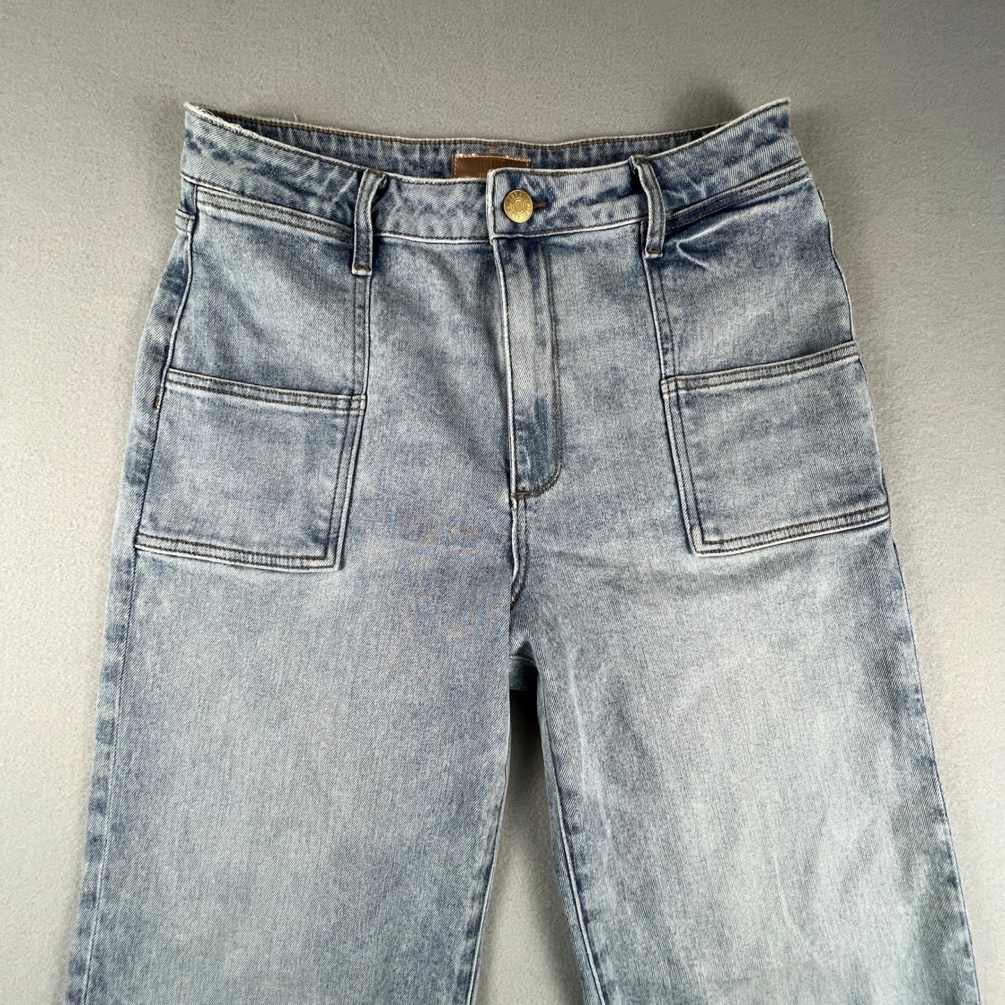 Kut from the Kloth Sienna Wide Leg Jeans Women 10 High Rise Patch Pocket