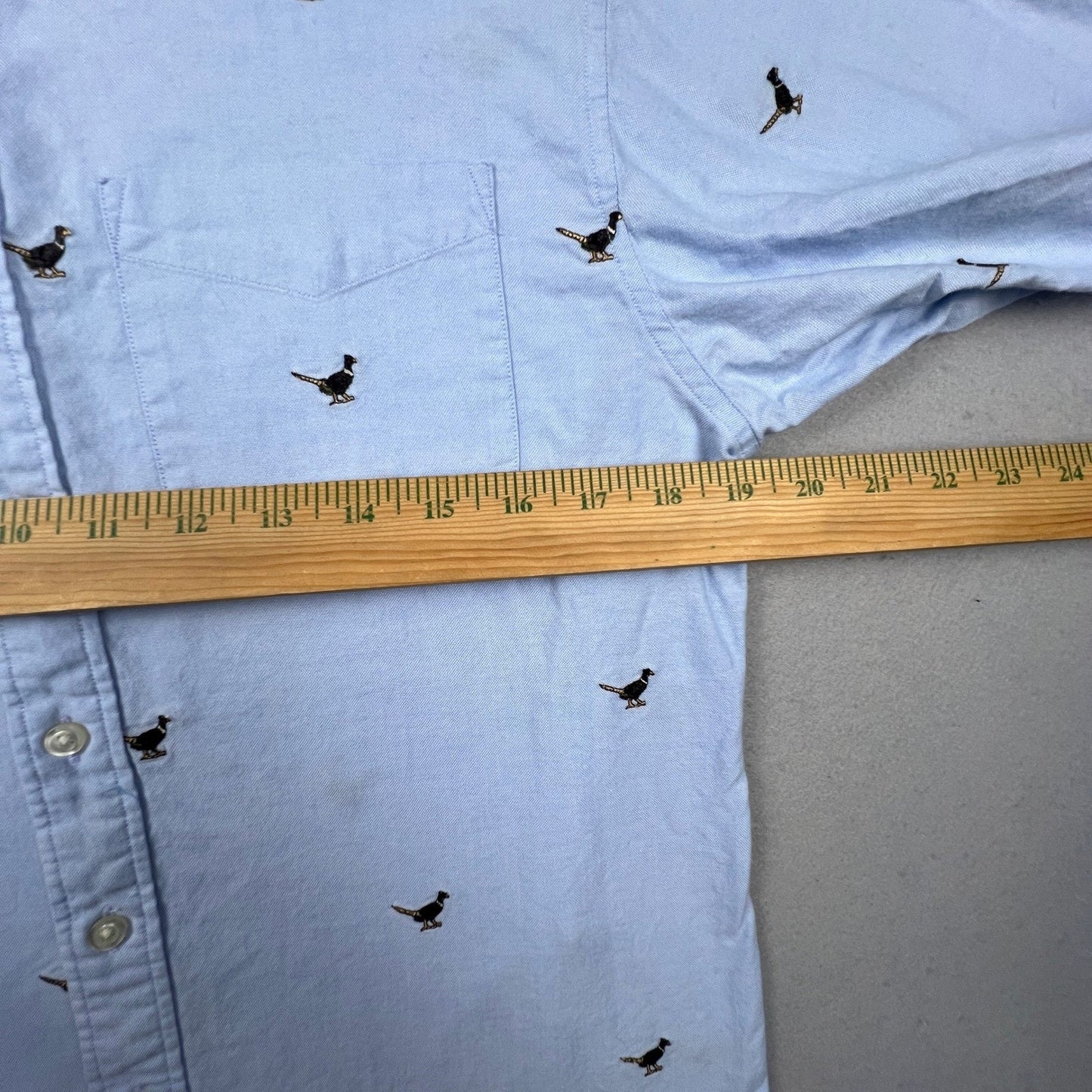 Lands End Pheasant Bird Shirt Womens M Embroidered Oxford Button Down Preppy