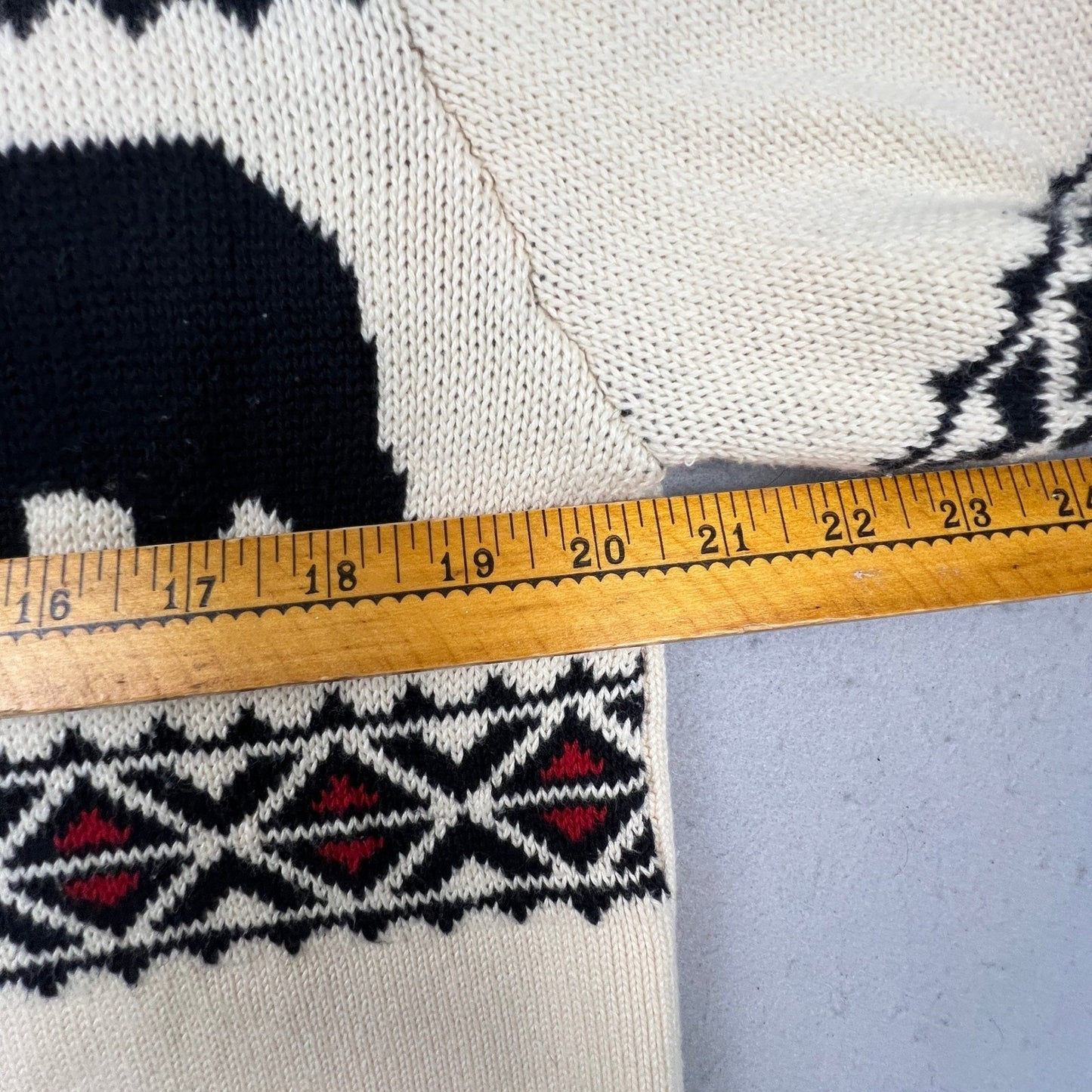 American Living Bear Fair Isle Sweater Mens Medium Cream Cotton Knit Cabin Core