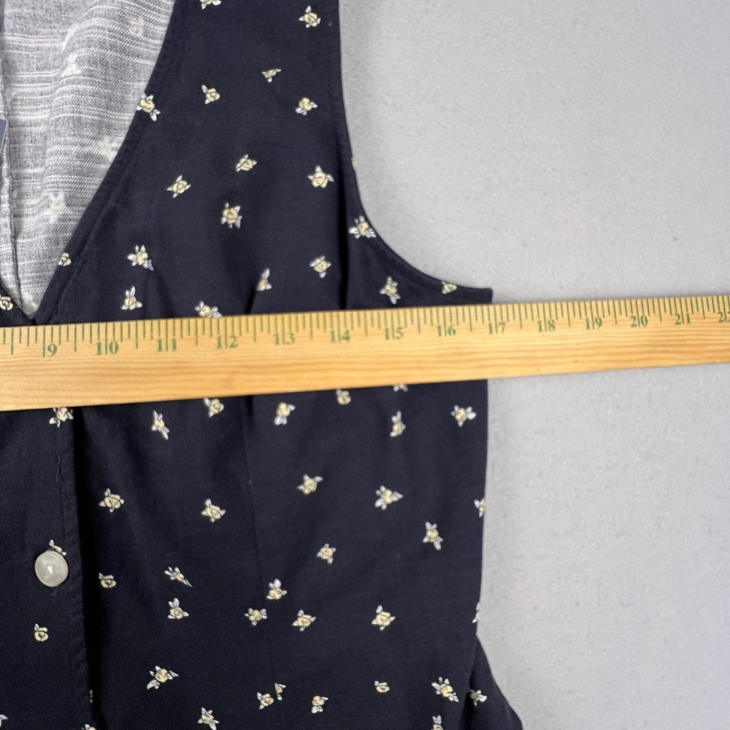 Floral Mini Dress Womens Medium Navy Blue Button Front Casual Universal Thread
