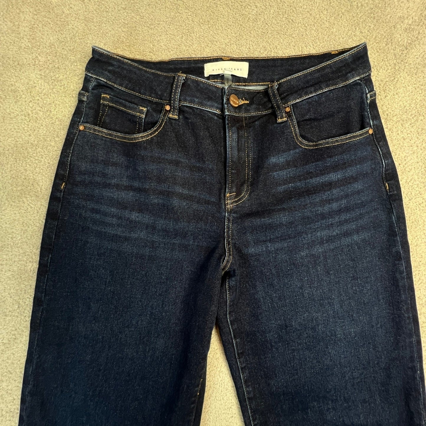 Risen Jeans Women's Size 7 High Rise Wide Leg Dark Wash Denim Jeans 28" Waist