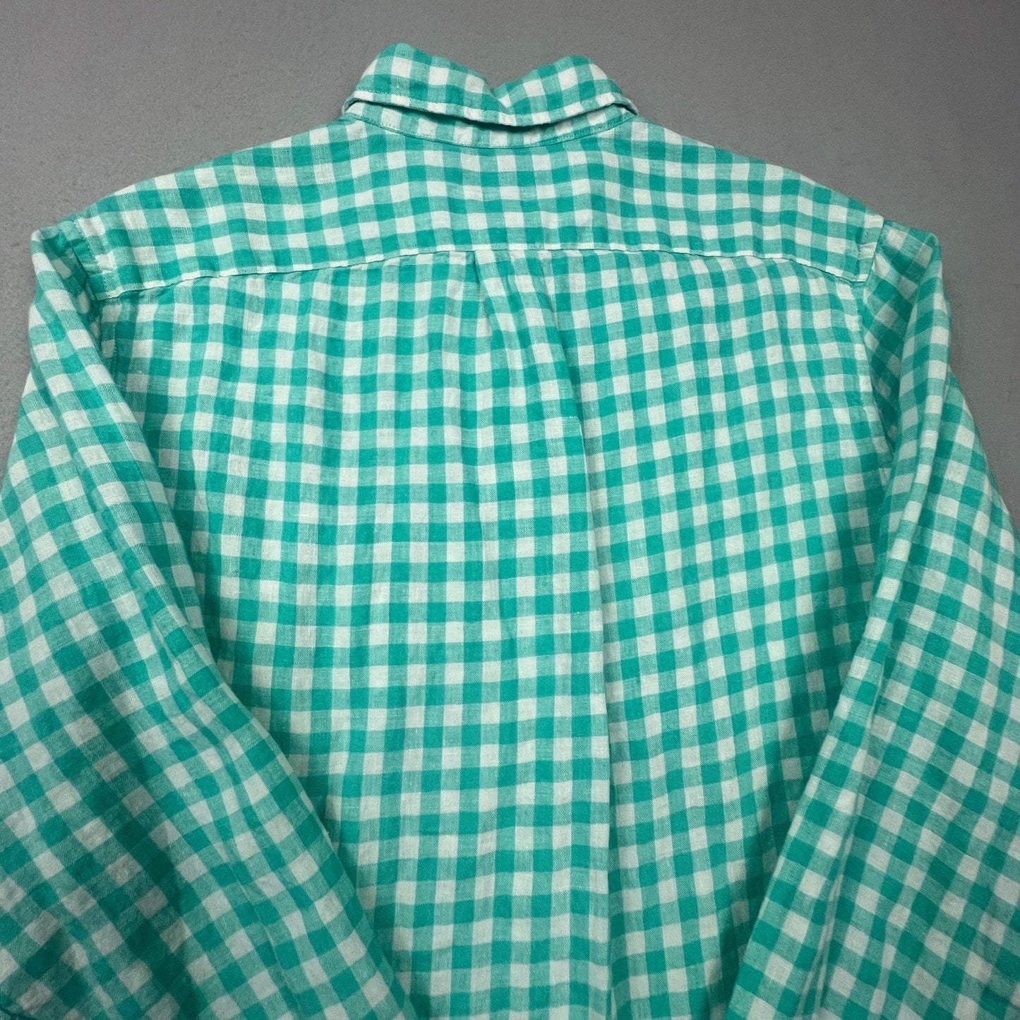 J.Crew Button Down Mens M Gingham Baird McNutt Irish Linen Classic Fit Shirt