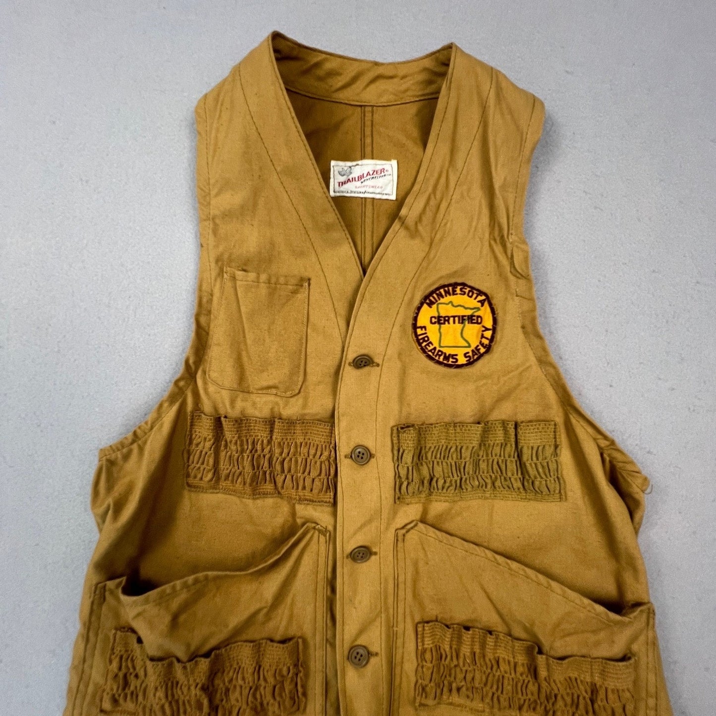 Trailblazer Winchester Hunting Vest Mens L Tan Canvas Minnesota Safety Vintage
