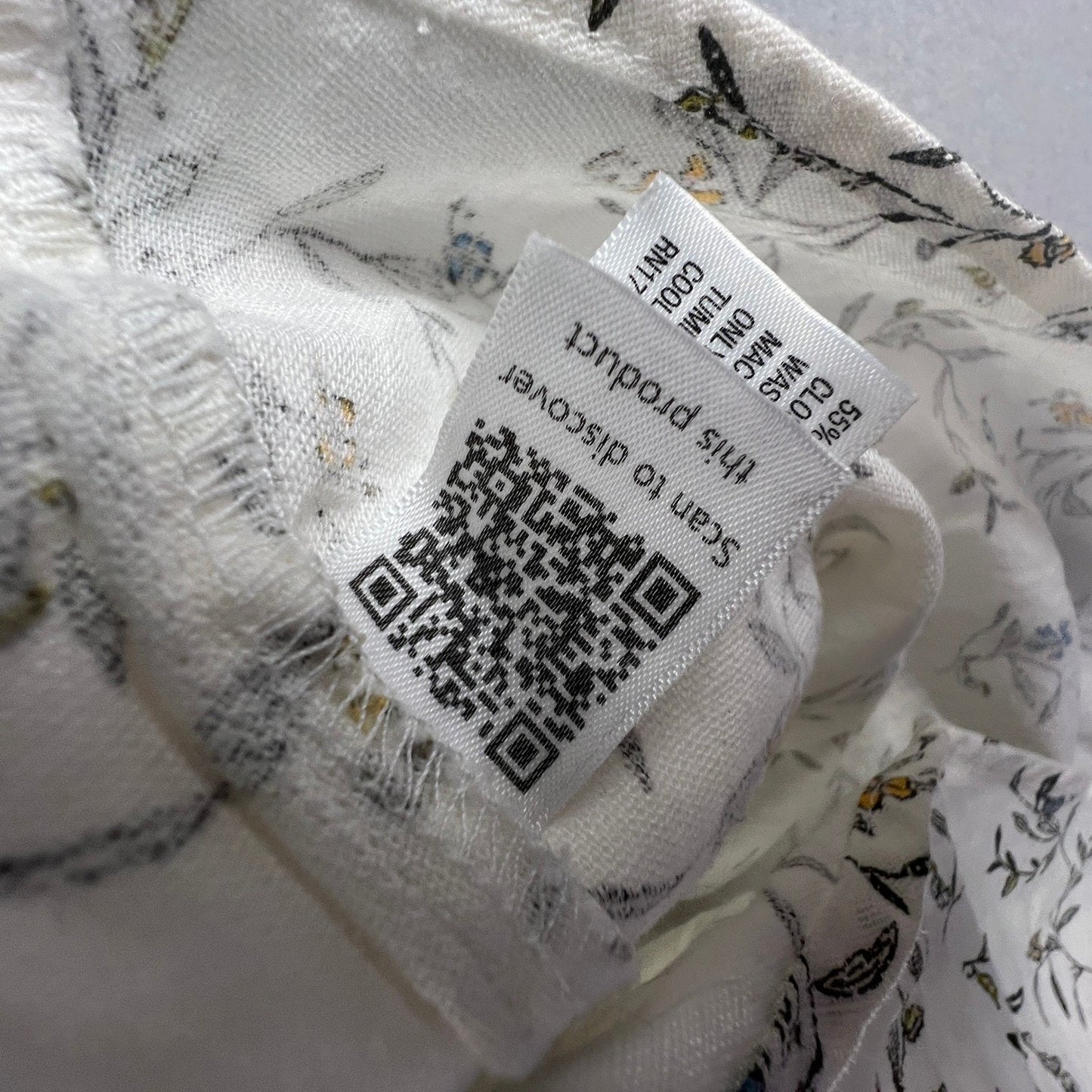 Floral Midi Dress Womens XS White Linen Blend Summer Casual Universal Thread