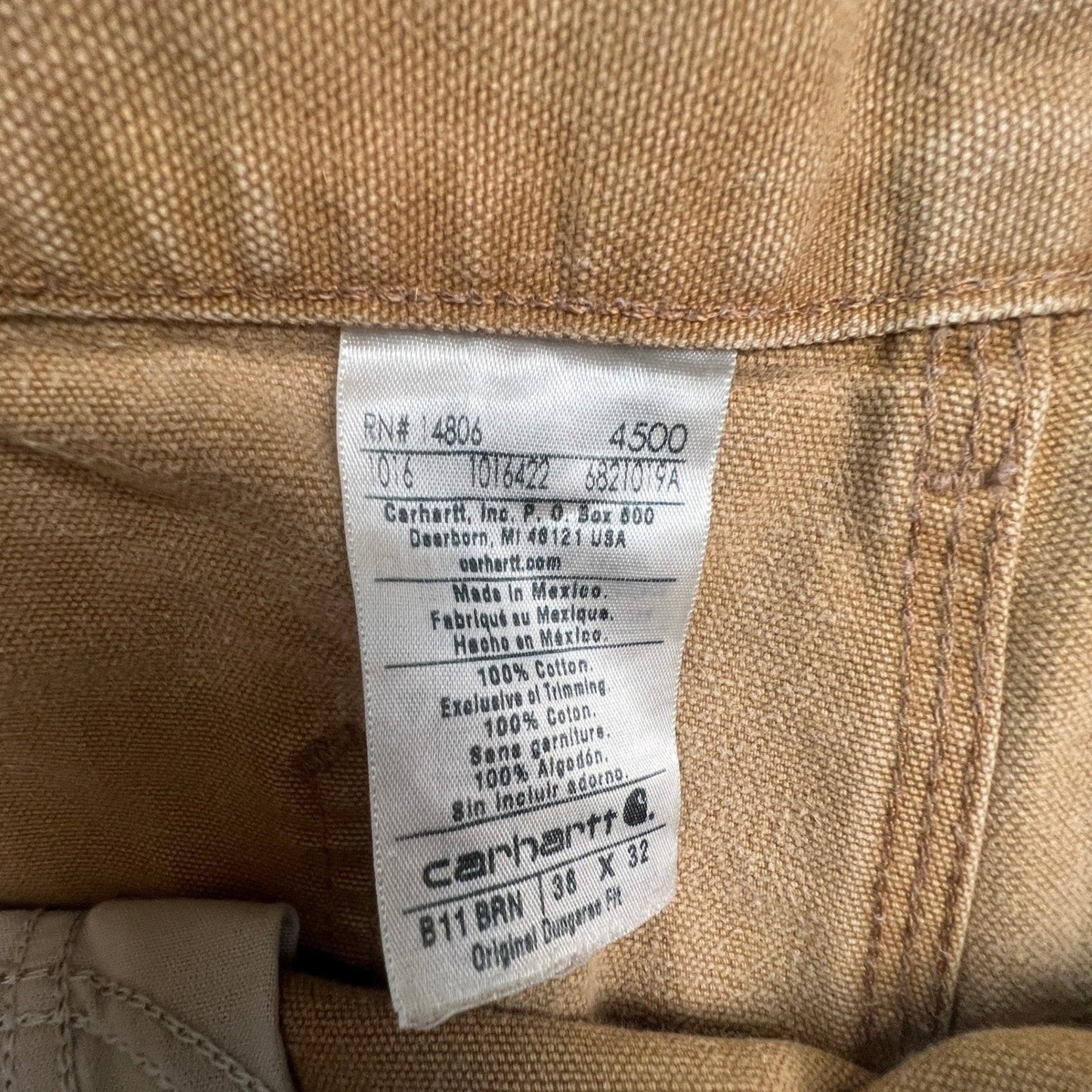 Carhartt B11 BRN Carpenter Pants Mens 38x32 Canvas Distressed Workwear Faded