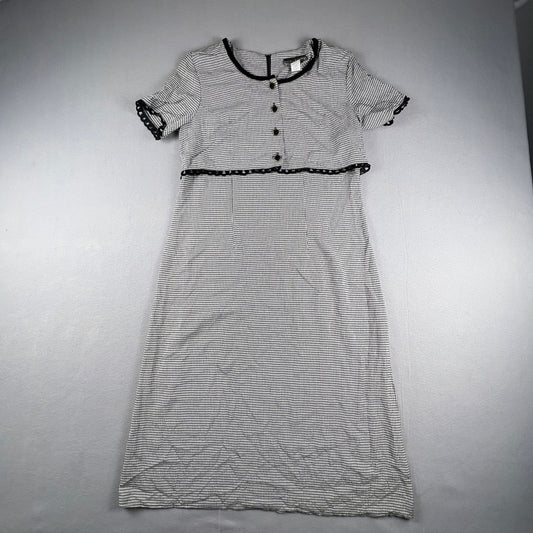 VTG 50s Inspired Babydoll Midi Dress Cottagecore Gingham Soft Grunge Black White