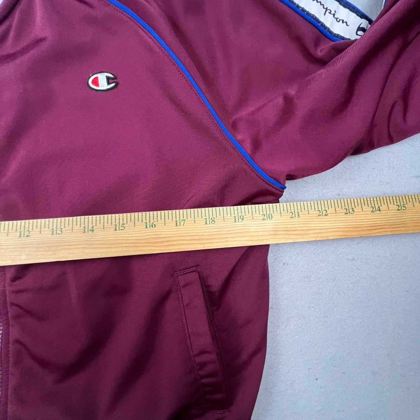 Champion Track Jacket Womens Large Maroon Logo Tape Full Zip Athletic Sporty