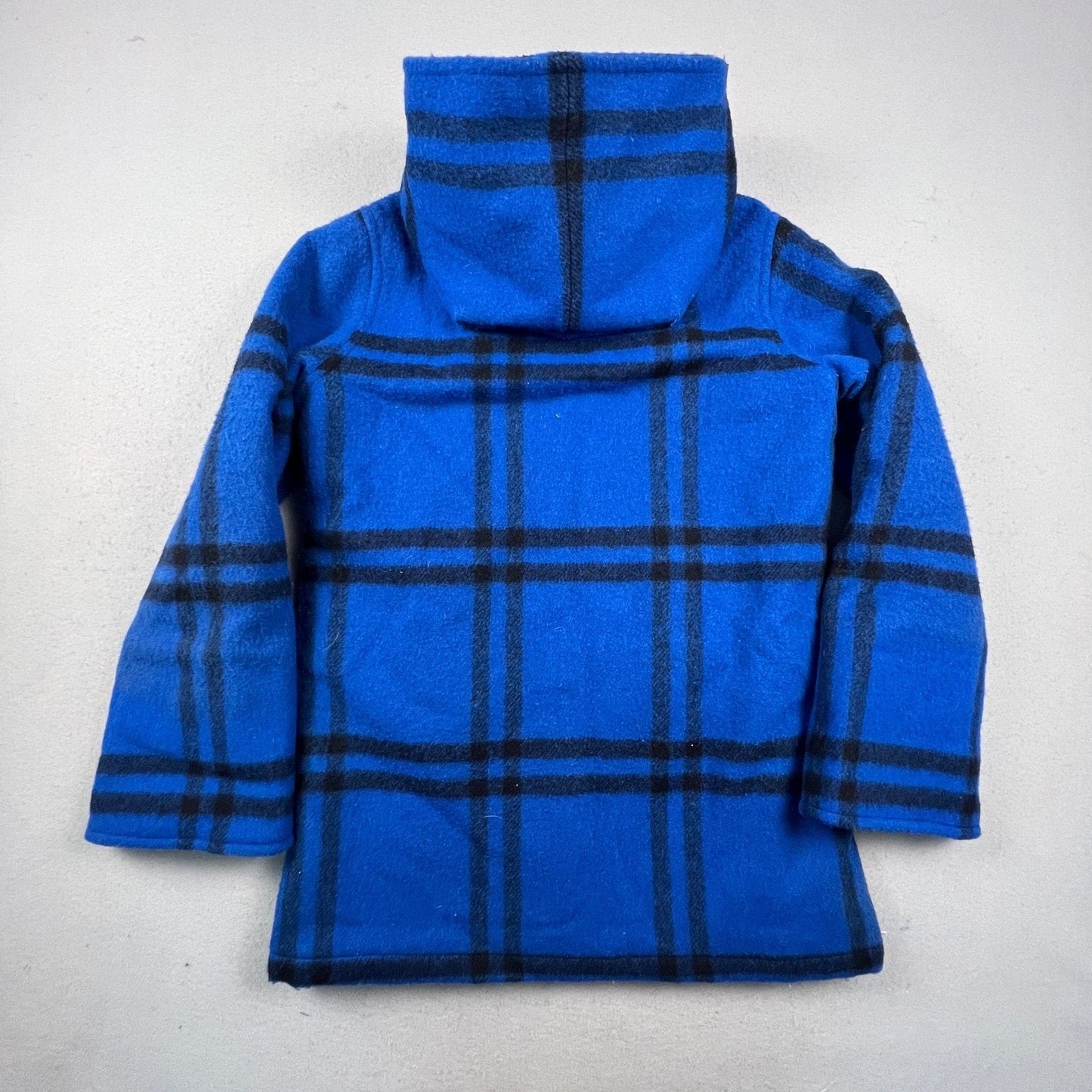 Woolrich Plaid Hooded Coat Womens Medium Blue Wool Blend Vintage Button Front