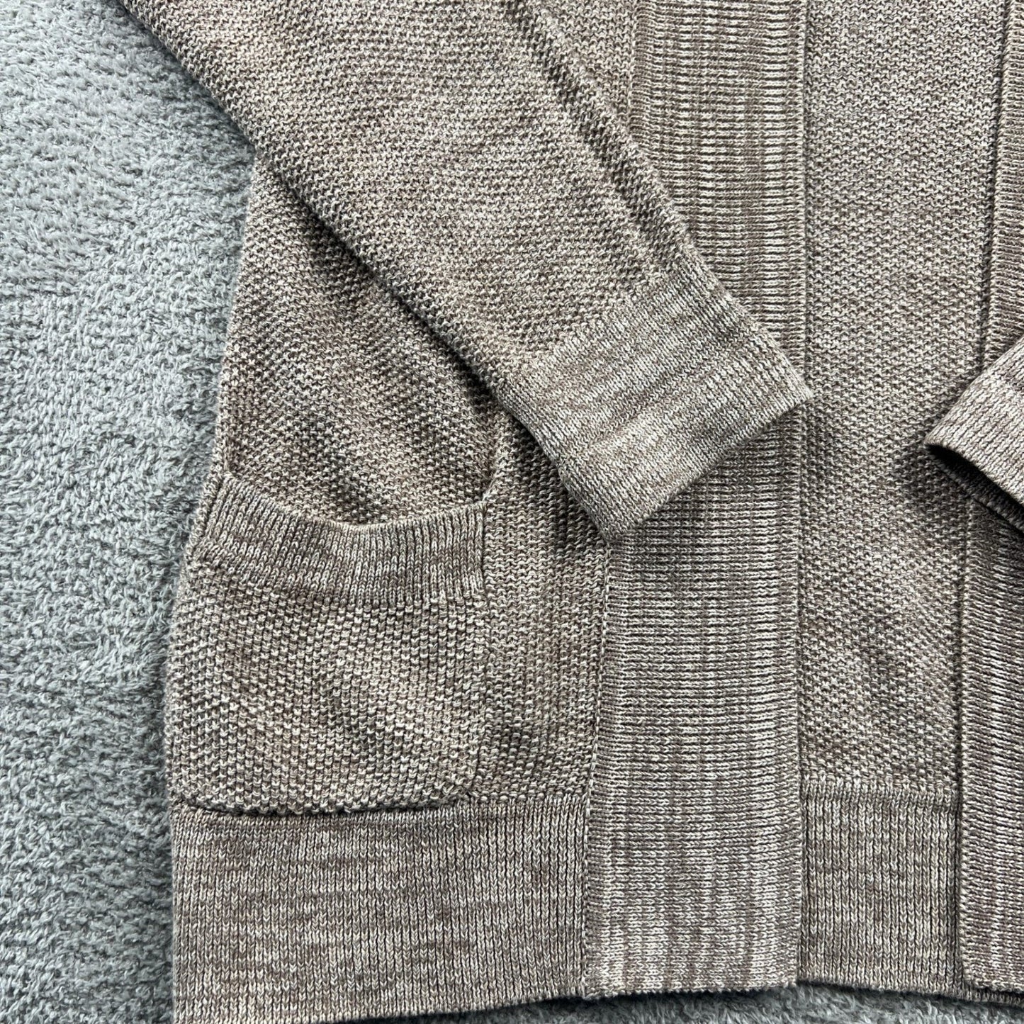 Linen Cotton Cardigan Women Size Medium Beige Open Front Pocket Appleseed's