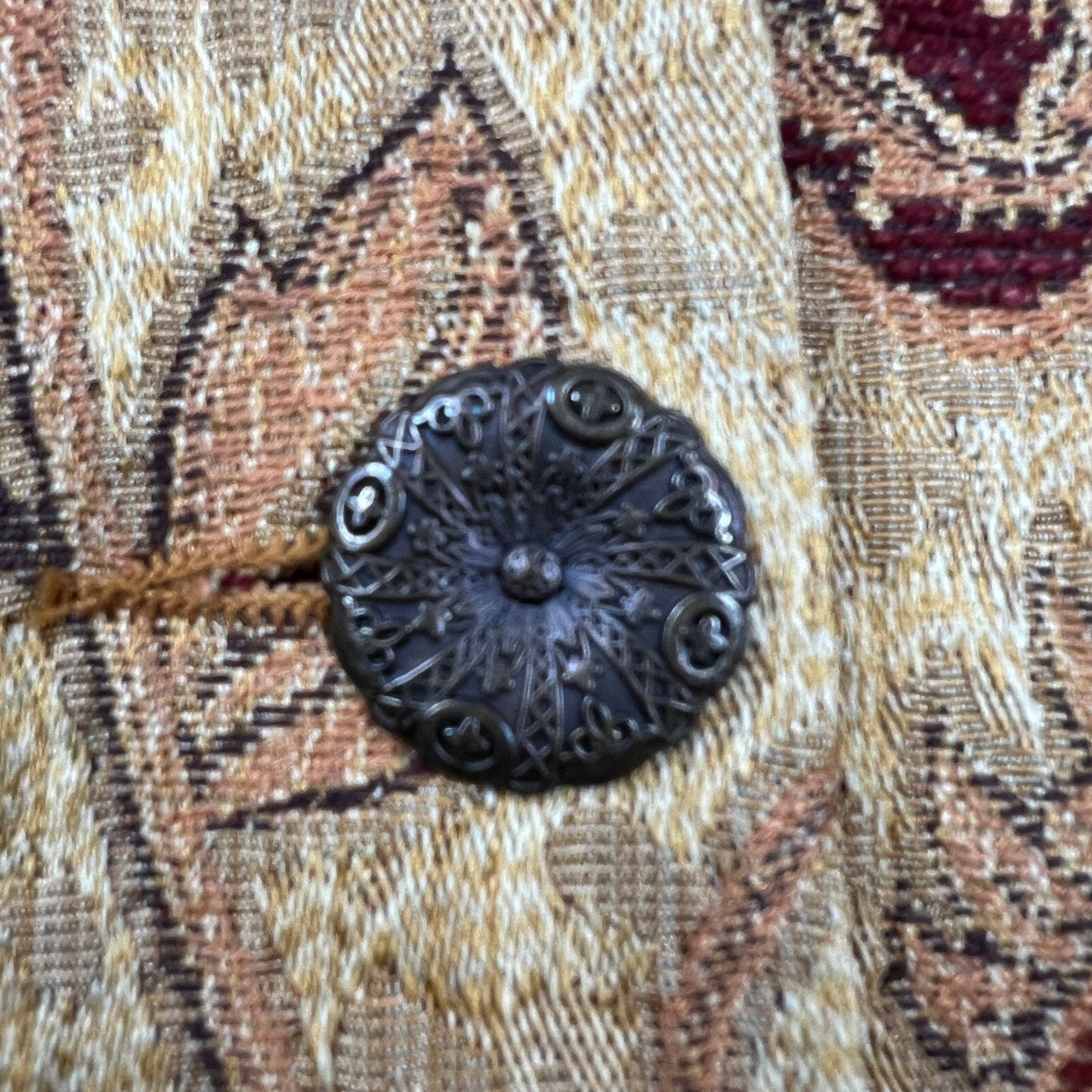 VTG Style Cabi Tapestry Coat Womens 10 Yellow Floral Jacquard Ornate Button