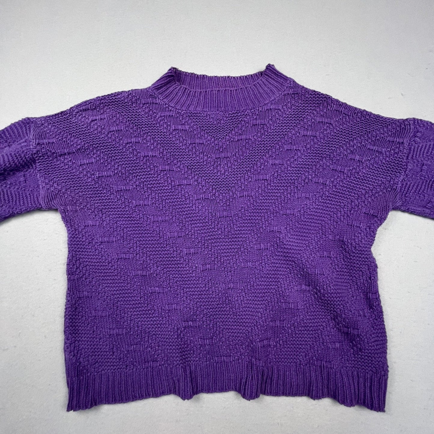 VTG L.S.A. Classics Knit Sweater Womens XL Purple Textured Cotton USA Made