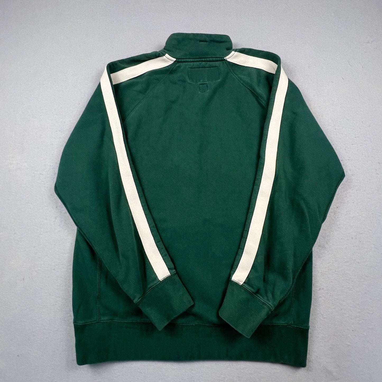 Y2K Old Navy Track Jacket Mens Large Green Striped Full Zip Fleece Retro