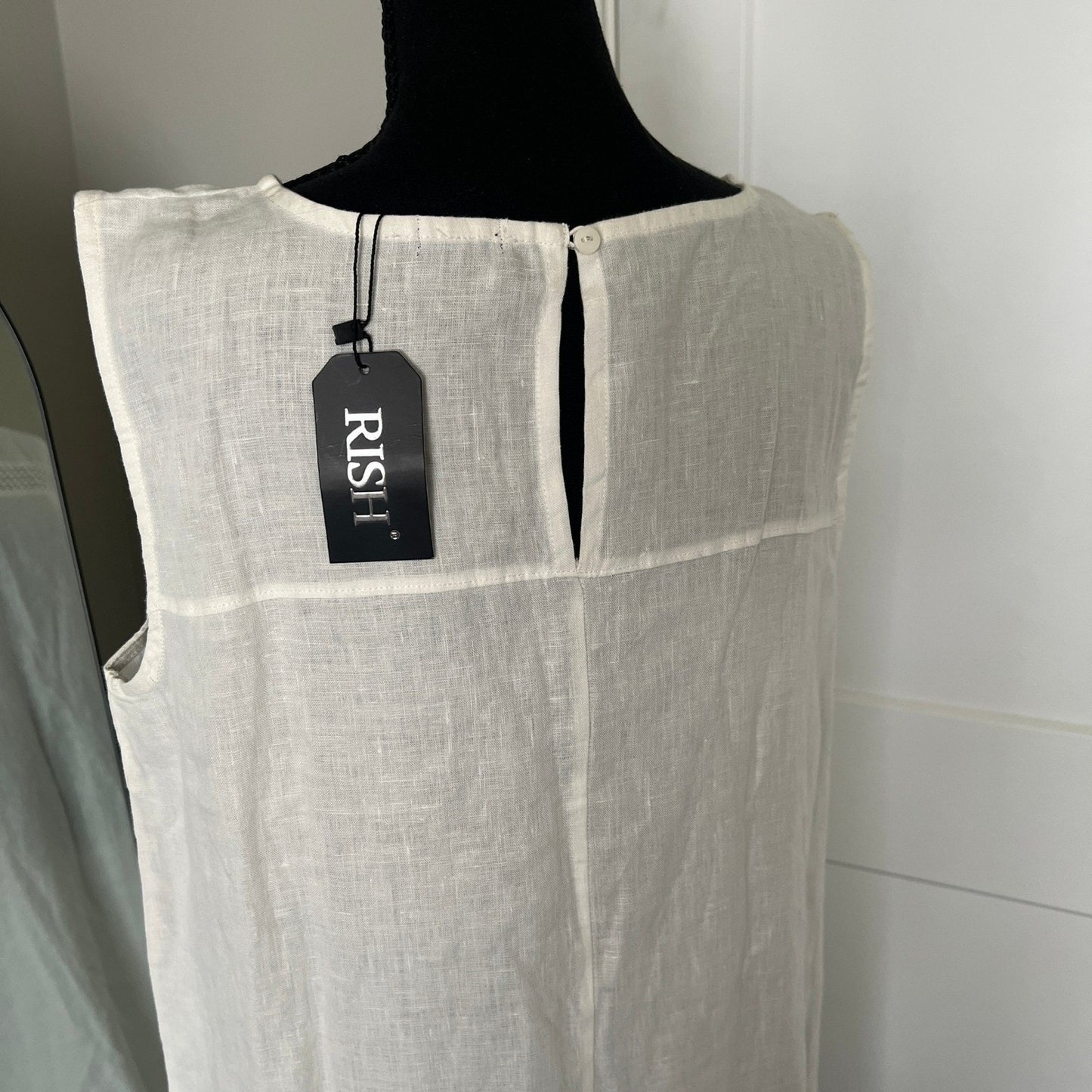 NWT 100% Cotton Shift Dress Large White Crochet Lace Cotton Sleeveless Boho Midi