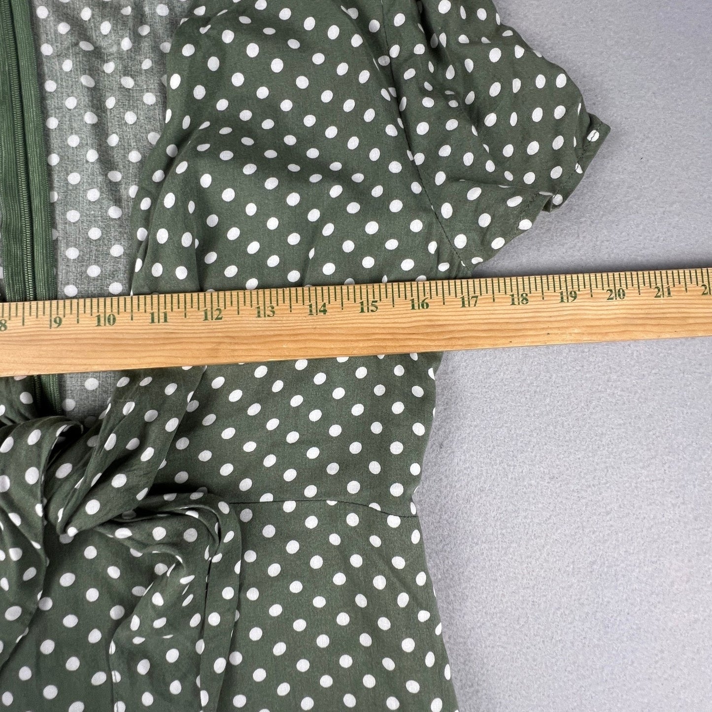 Anthropologie Grade & Gather Midi Dress Womens M Green Polka Dot Summer Casual