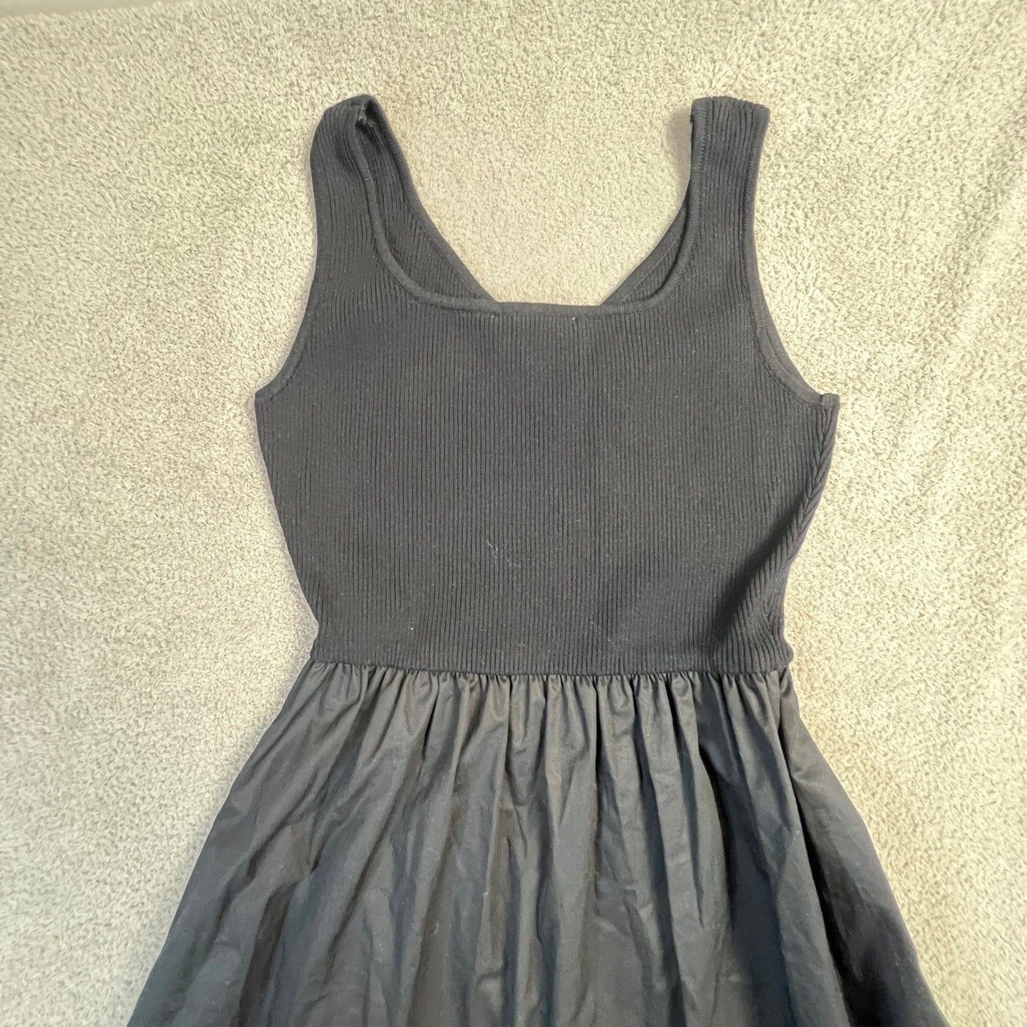 Black Ribbed Knit Maxi Dress Small Dark Academia Minimalist Heritage Classic