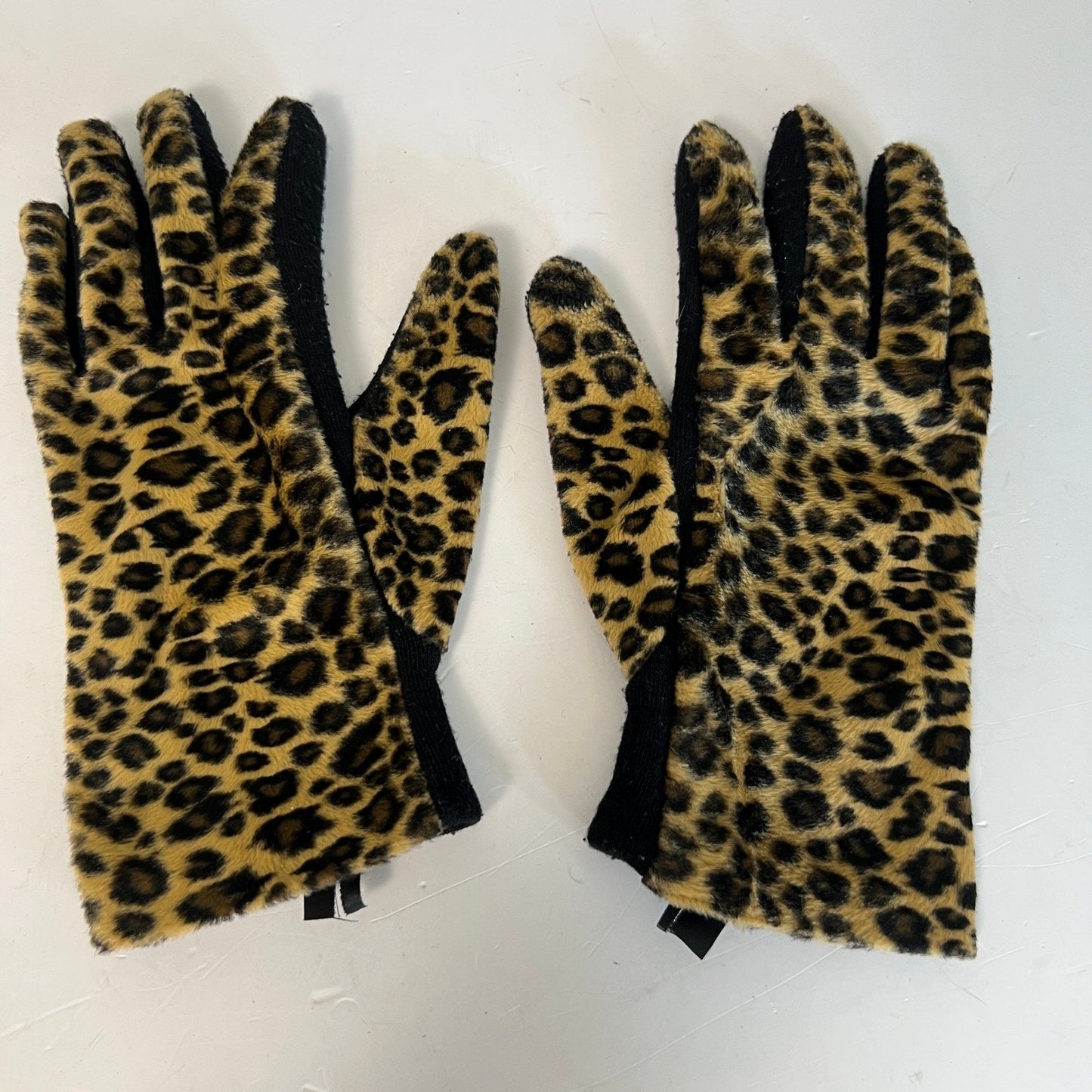Classy Leopard Faux Fur Gloves Womens OS Brown Animal Print Winter Chic