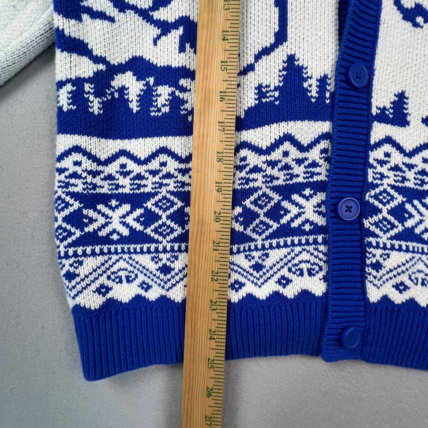 Original Use Cardigan Sweater Womens Medium Blue White Mountain Fair Isle Knit