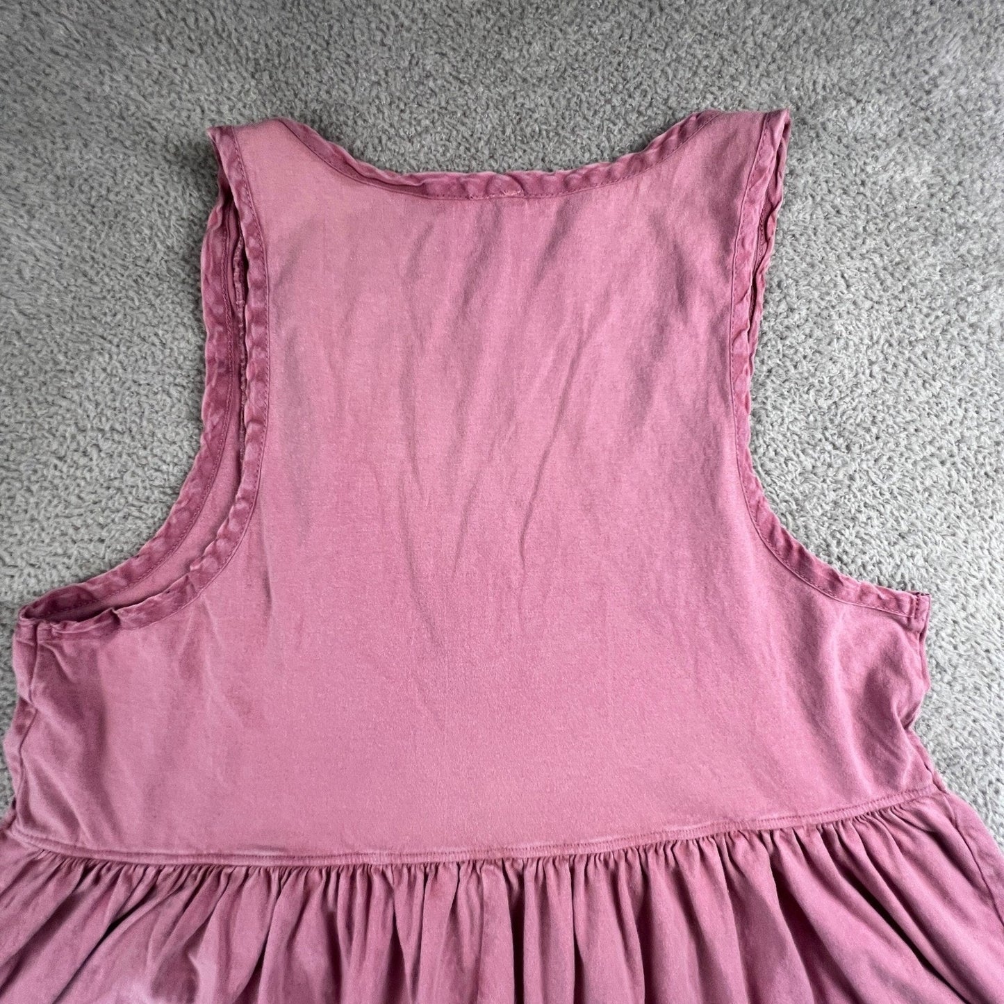 Free People Babydoll Tank Top Womens Small Pink Button Front Boho Peplum Cotton