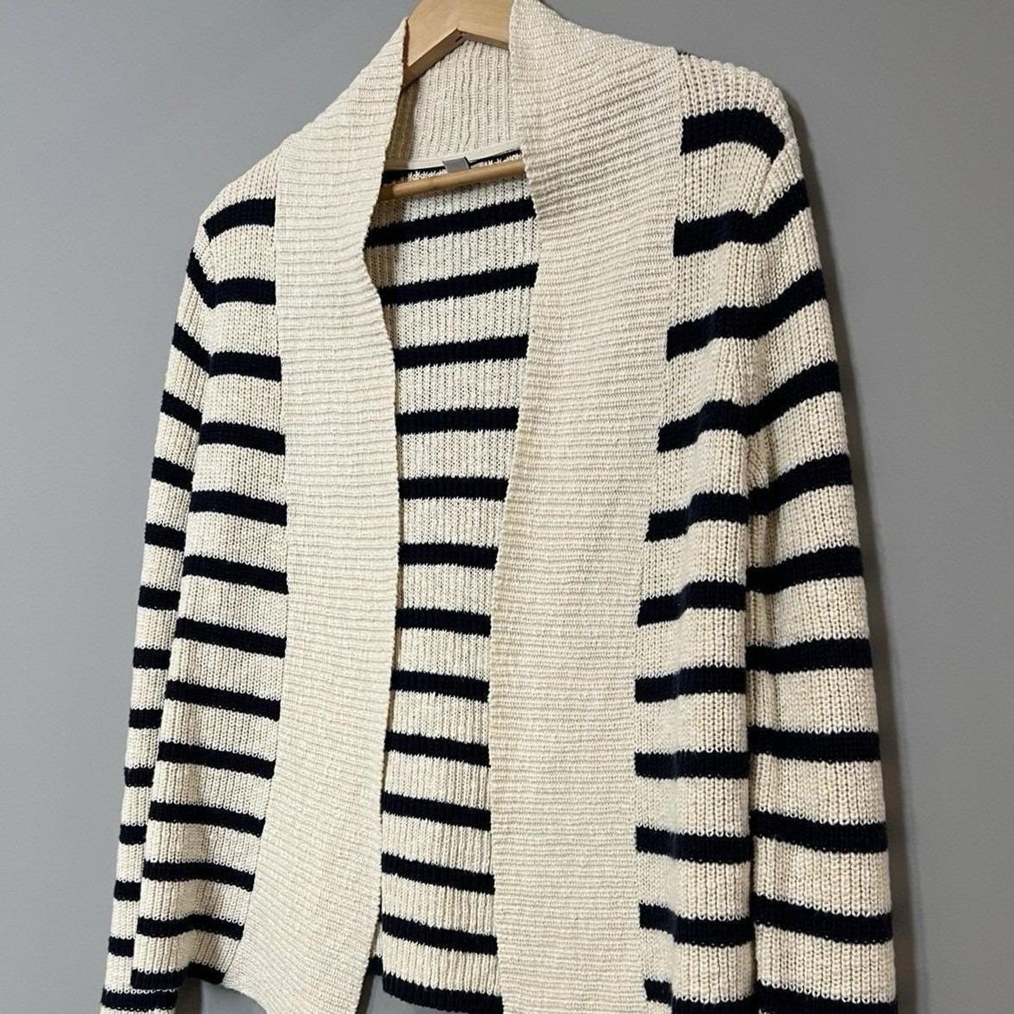 L.L.Bean Nautical Stripe Cardigan Womens XS Shawl Collar Coastal Preppy
