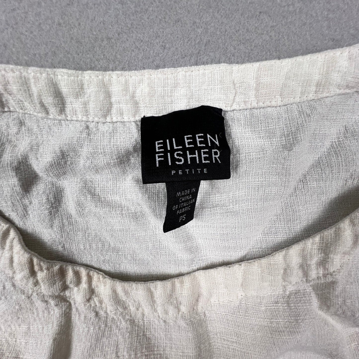 Eileen Fisher Tank Top Womens PS White Linen Blend Sleeveless Slub Shell