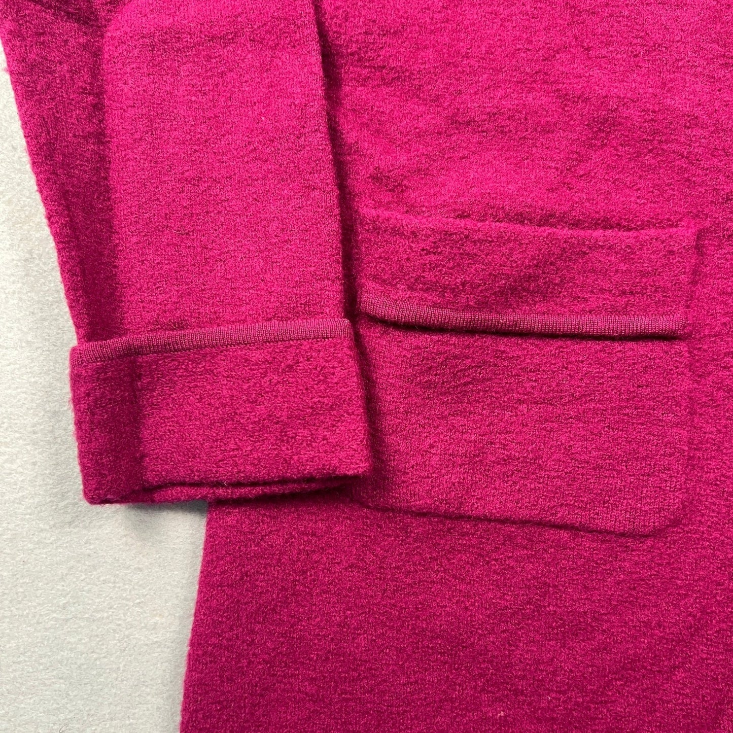 VTG 90s Moda International Wool Cardigan Coat M Pink Longline Boiled Sweater