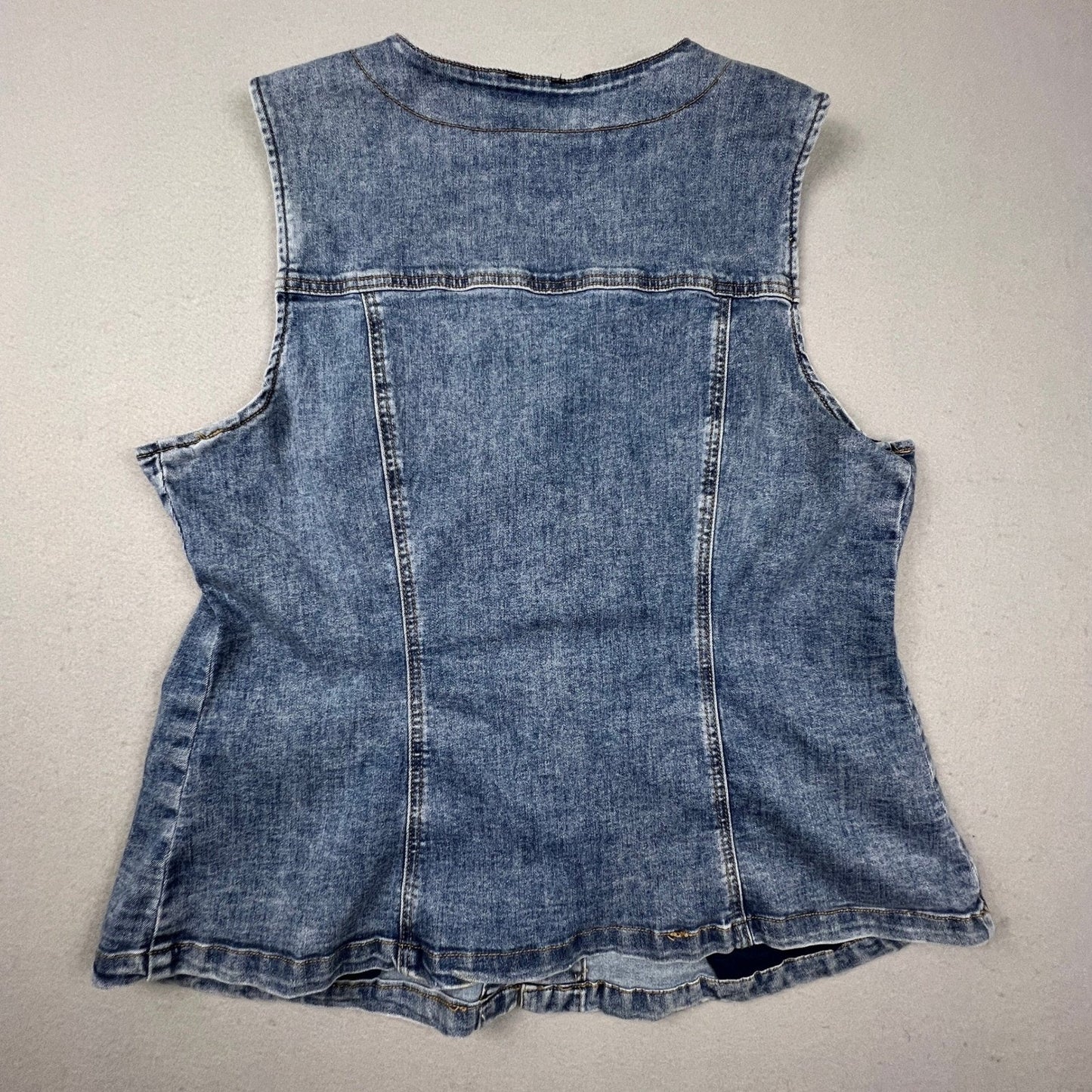 Bebe Denim Vest Womens XL Blue Button Front Gold Hardware Casual Y2K Style