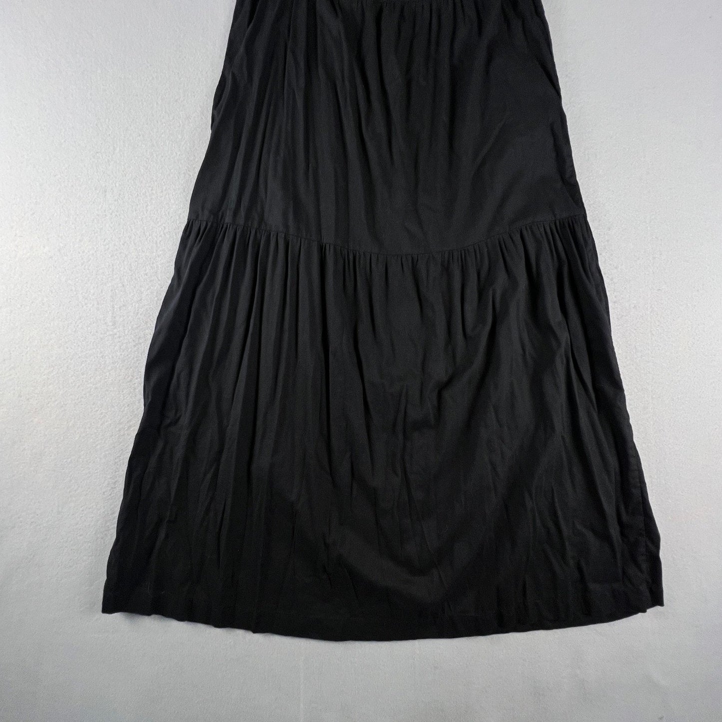 Old Navy Cami Maxi Dress XS Black Tiered Katherine Cotton Blend Summer Boho