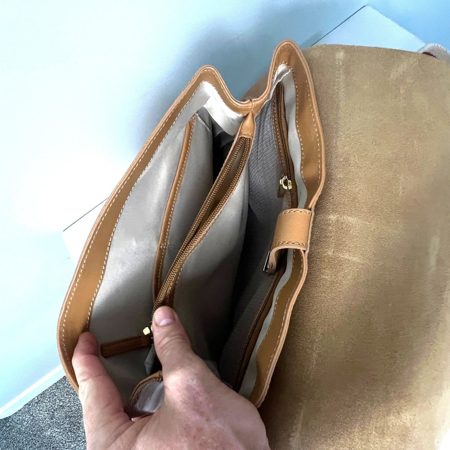 Paola Nutti Purse Bag Womens Large Tan Leather Made in Italy Elegant Boho