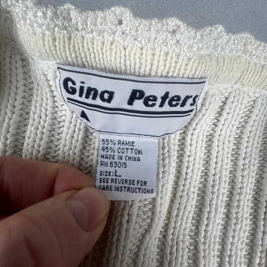 VTG Gina Peters Sweater Vest Womens L Floral Knit Buttons Cottagecore Gramma