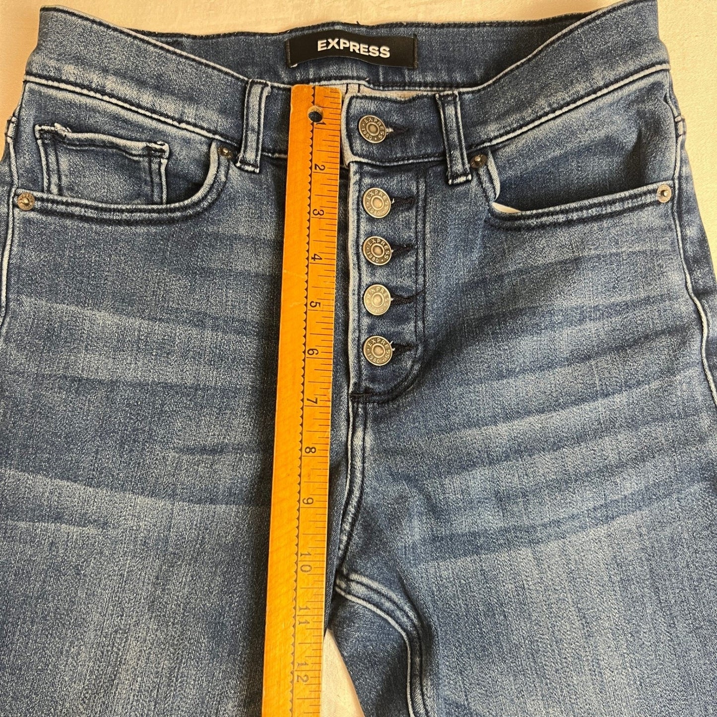 Express High Rise Jeans Womens 2R Ankle Legging Button Fly Medium Wash Stretch