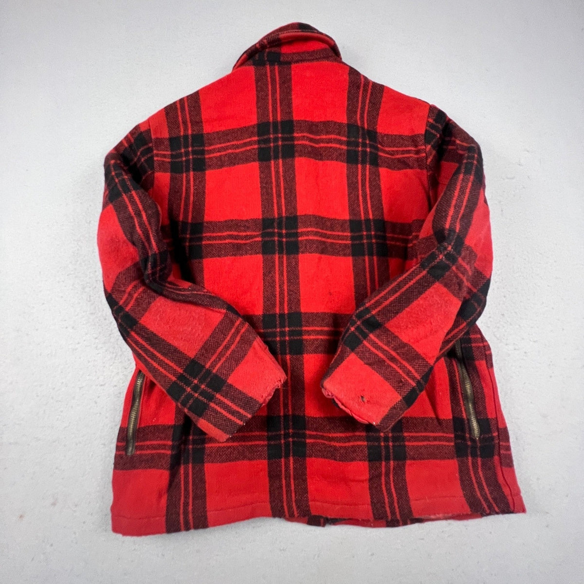 Vintage Carters Hunting Jacket Mens 44 Red Plaid Wool Buffalo Check Cruiser Coat