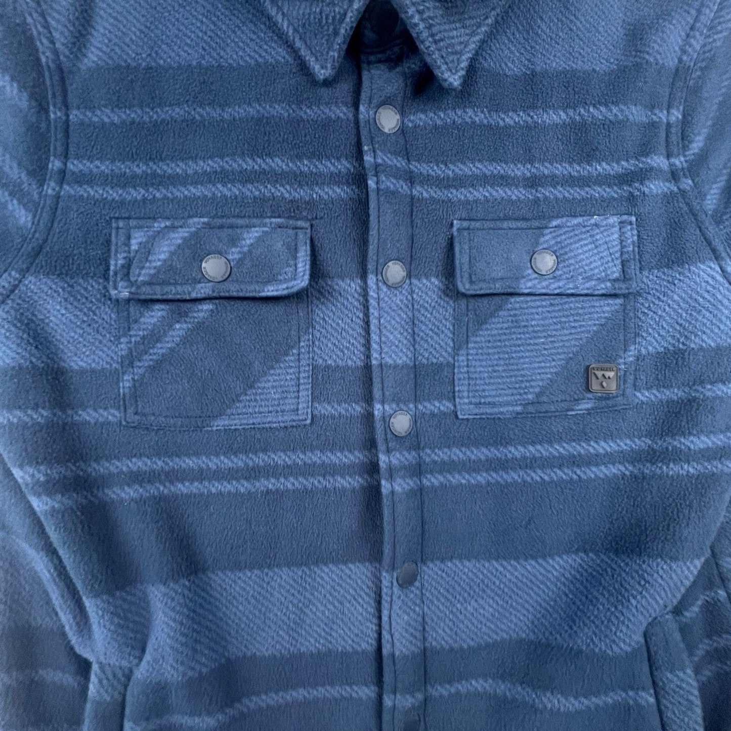 Voyager Mens Blue Striped Sherpa Lined Fleece Shirt Jacket Shacket Medium