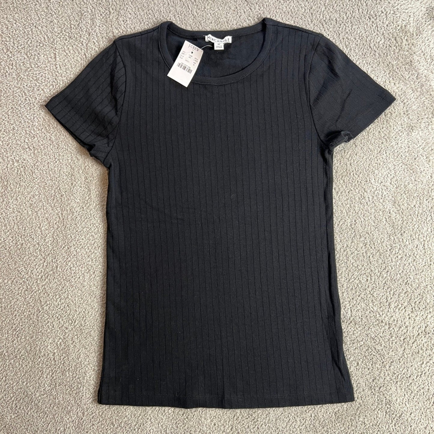 J.Crew Mercantile T-shirt Women's Medium Black Ribbed Cotton Short Sleeve