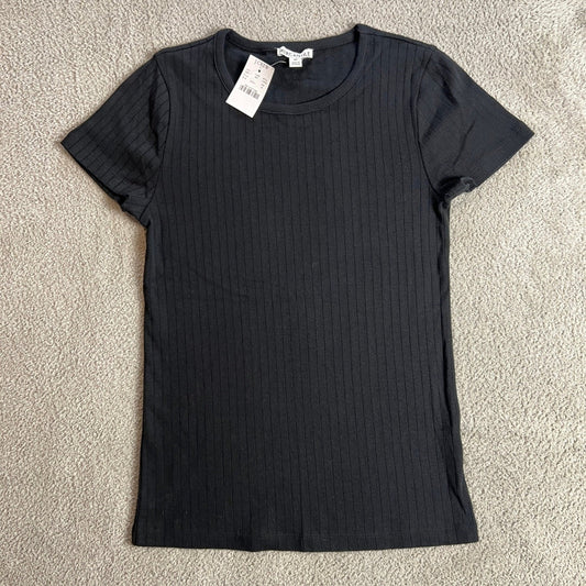 J.Crew Mercantile T-shirt Women's Medium Black Ribbed Cotton Short Sleeve