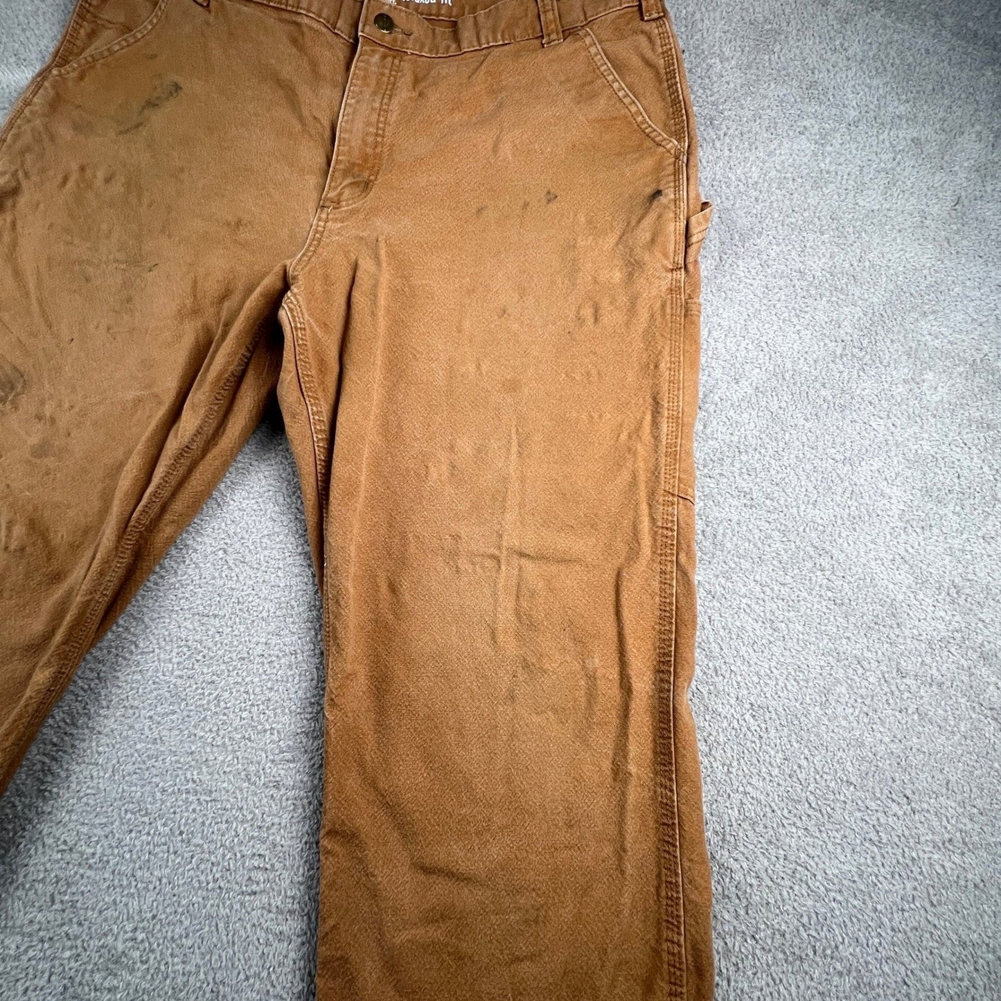 Carhartt Carpenter Pants Mens 42x32 Brown Relaxed Fit Workwear Canvas Utility