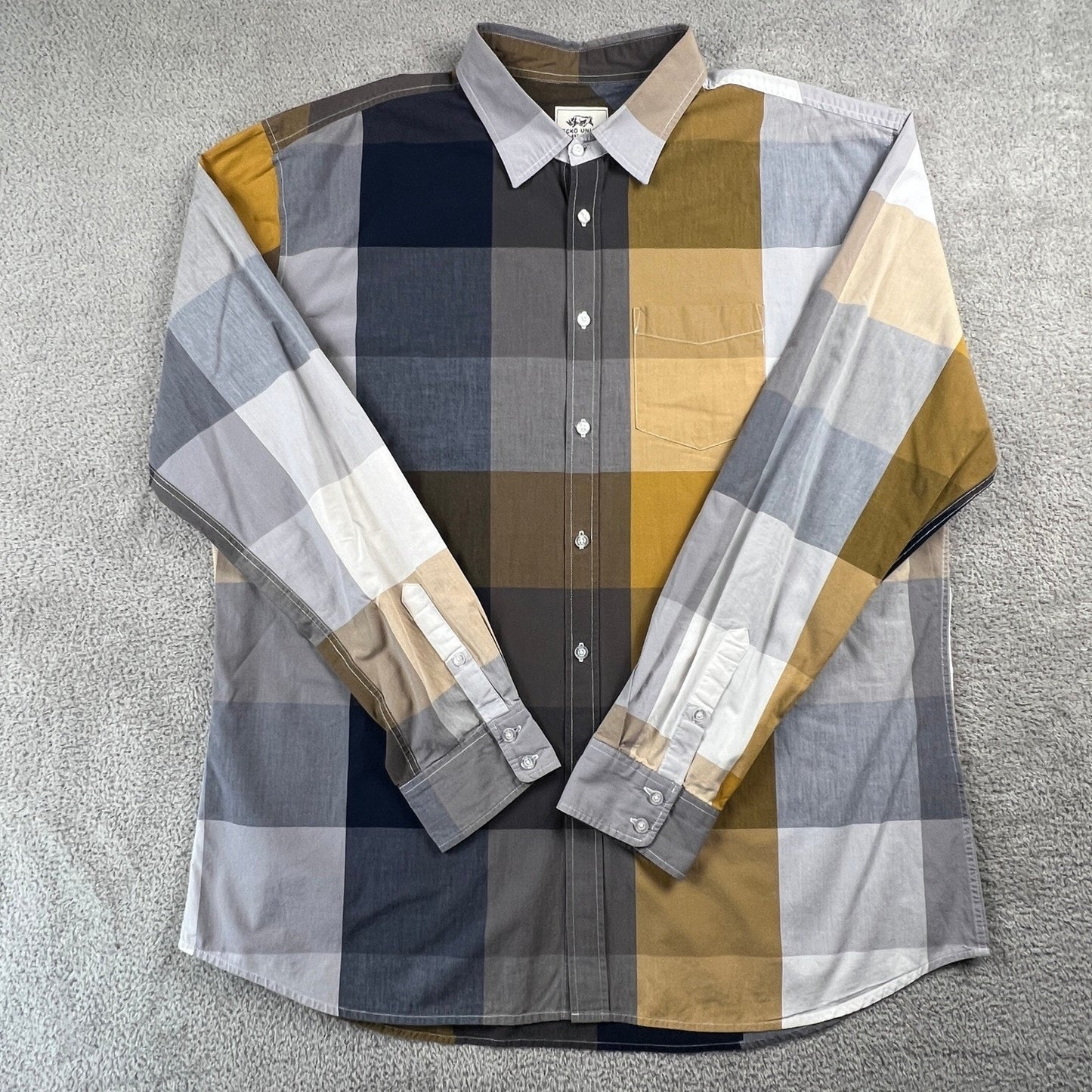 Ecko Unltd Button Down Shirt Mens XXL Multicolor Plaid Block Cotton Streetwear