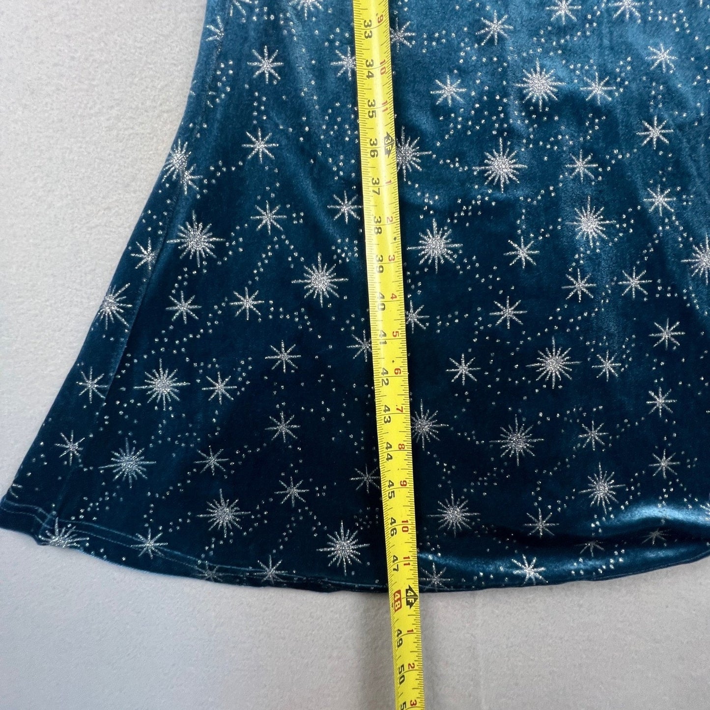 Cider Velvet Maxi Dress Womens Medium Teal Celestial Starburst Cowl Neck Party